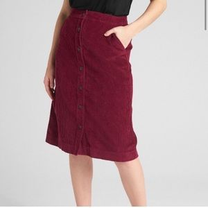 GAP Corduroy Button Front MIDI Skirt
